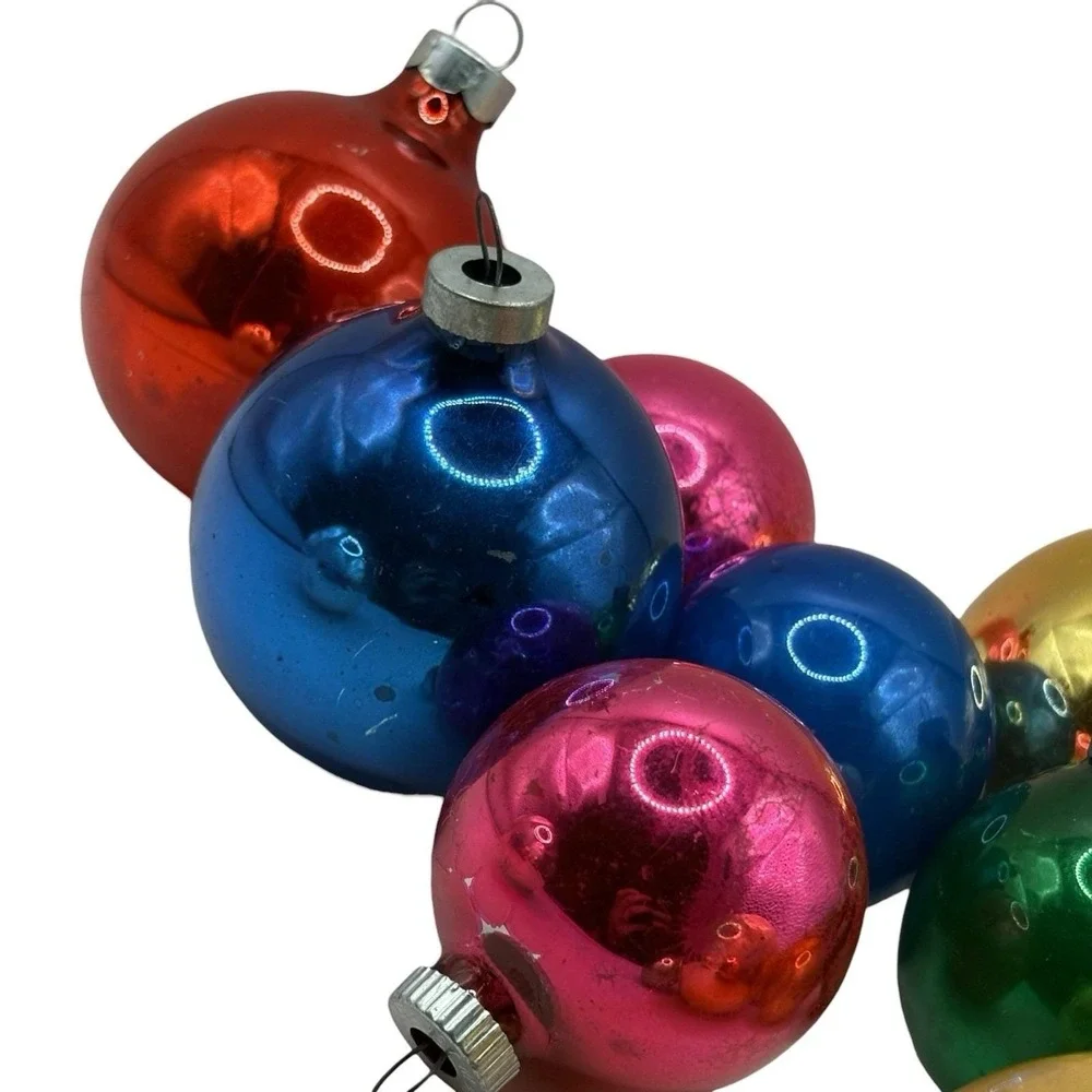 VTG Christmas Ornaments Balls Shiny Brite Japan Solid Color Set‎ of 11 USA Read